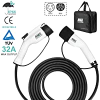 MAX GREEN EV-Cable de Carga para Coche eléctrico- Tipo 1 a Tipo 2- monofásico 16 A - 32 A- 17 pies-5 Metros